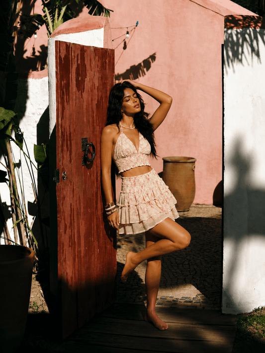 Conjunto Campestre Talea - Top Halter y Falda de Algodón