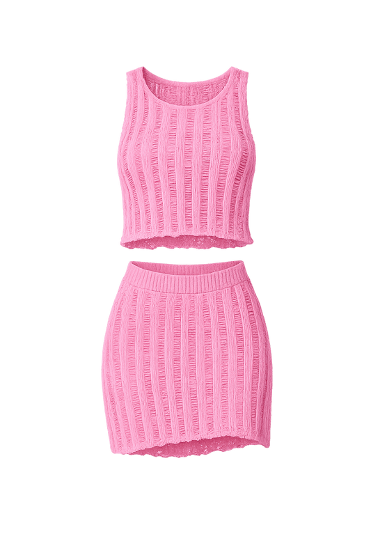 Conjunto Nora Rosa - Top y Falda de Algodón