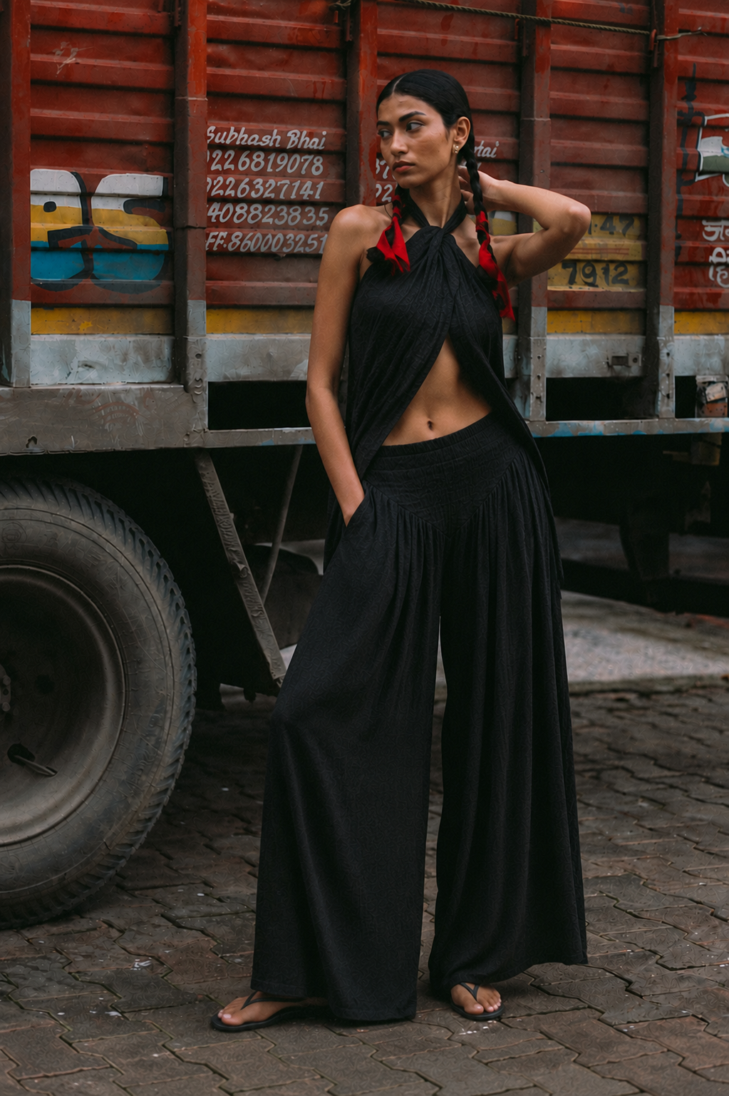 Asha Set - top and pants black