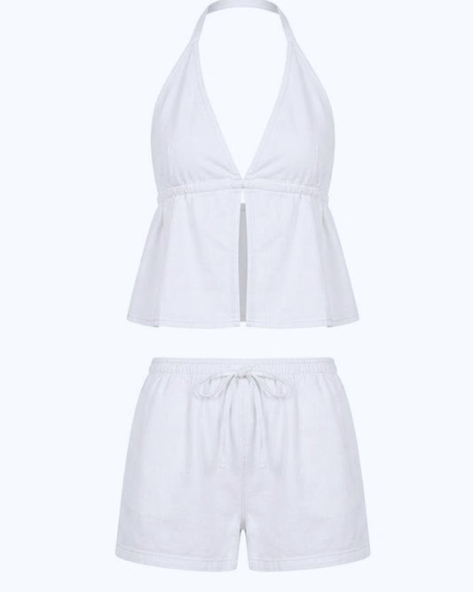 Conjunto de Lino Brisa Marina - Top Espalda al Aire y Short