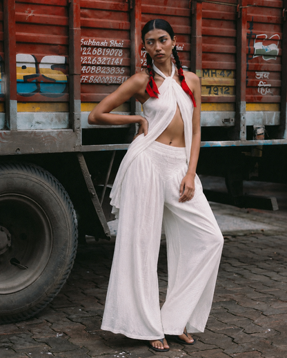 Asha Set - top and pants white