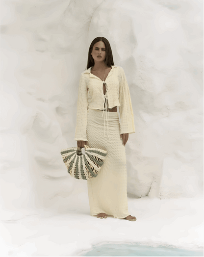 Top Crop Boho Hailey - Mangas de Campana y Textura Gofre Amarillo