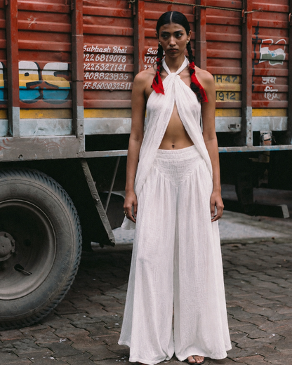 Asha Set - top and pants white