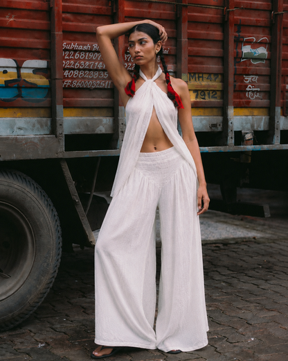 Asha Set - top and pants white