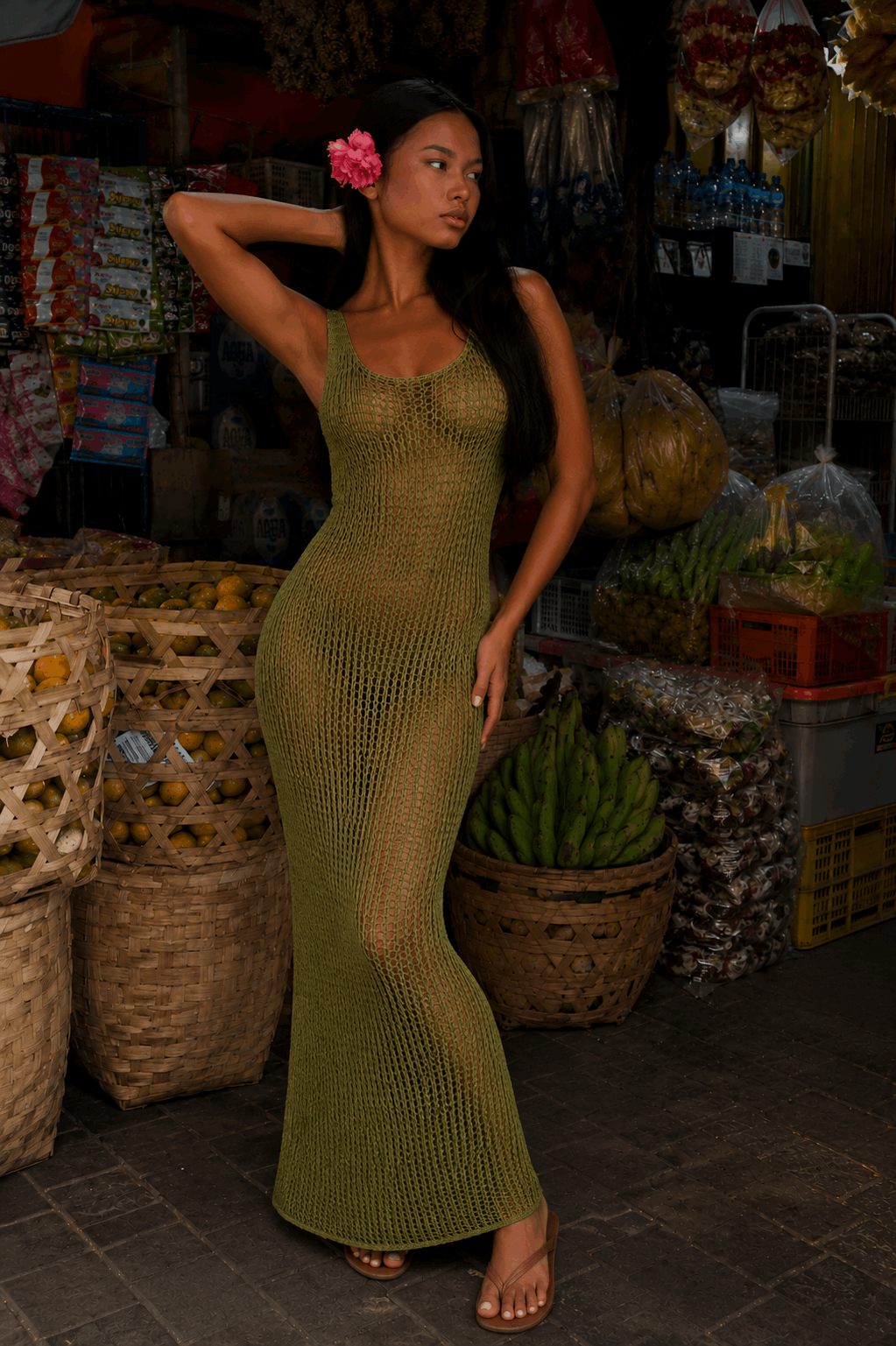 Vestido Midi de Crochet Aura - Verde
