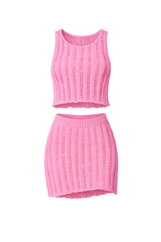Conjunto Nora Rosa - Top y Falda de Algodón